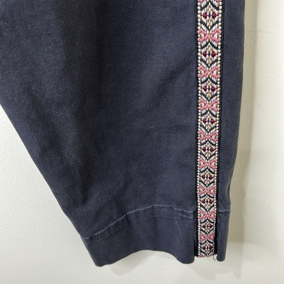 BY ANTHROPOLOGIE Canvas Tapered Embroidered Side Stripe  Trouser Ankle Pants 6 - Picture 12 of 16